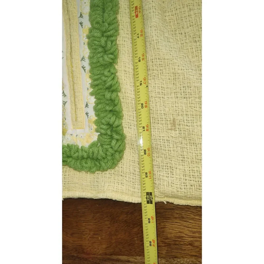 Vintage handmade baby bunting w bunny trim yellow green Easter lined